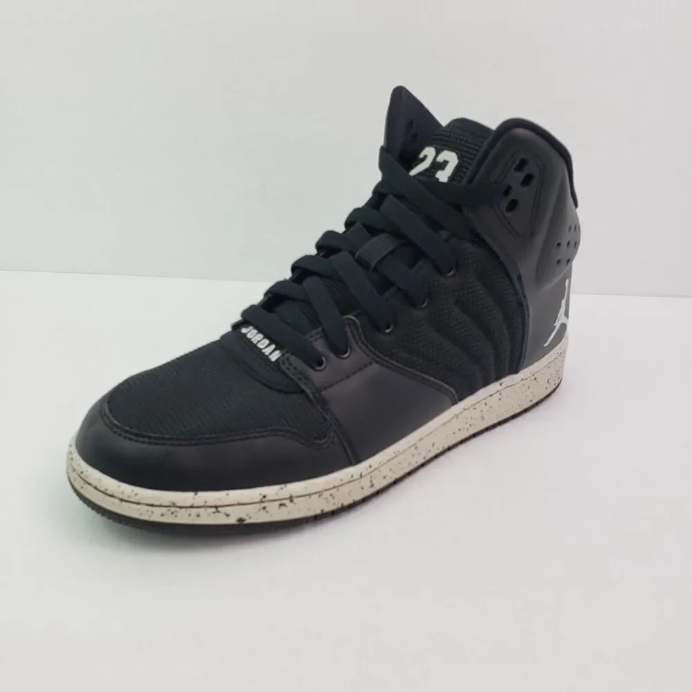 Nike Jordan 1 Flight 4 Prem BG Boys Sz 7Y Womens Sz 8.5 Black Pure Platinum Shoe